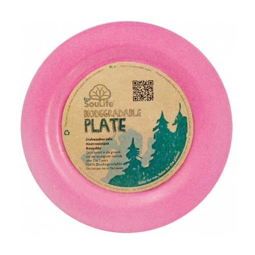 EcoSouLife Bamboo (D19.5 x H1.4cm) Side Plate Pink