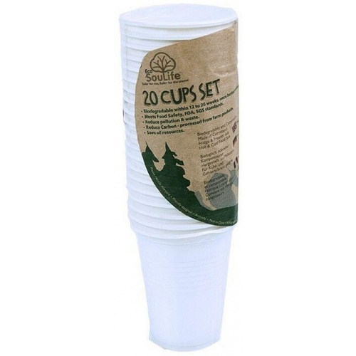 EcoSouLife Cornstarch (473ml)16oz Cups Natural 20Pc