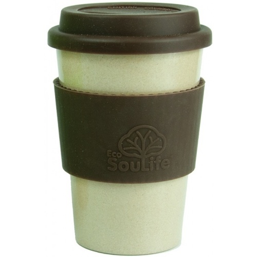 EcoSouLife Rice Husk Cafe Traveler Cup Brown Natural 443ml