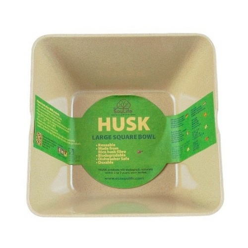 EcoSouLife Rice Husk (D14 x H6cm) Small Square Bowl Natural