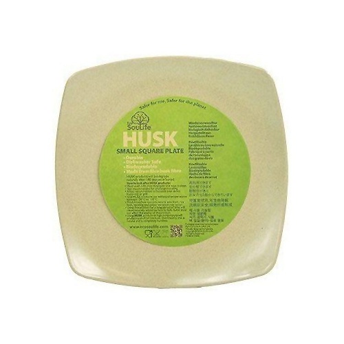EcoSouLife Rice Husk (D19.5 x H2.5cm) Small Square Plate Natural