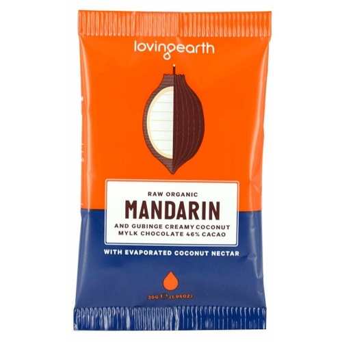 Loving Earth Raw Organic Mandarin &amp; Gubinge Creamy Chocolate 16x30g
