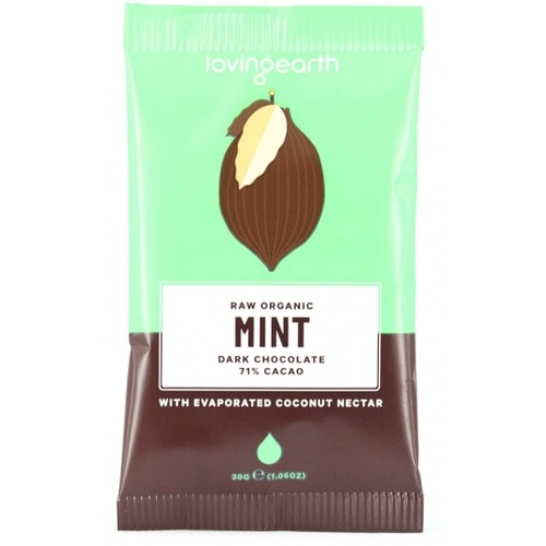 Loving Earth Raw Organic Mint Dark Chocolate 16x30g