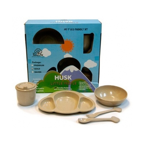 EcoSouLife Rice Husk Little People 5Pc Set Gold Natural